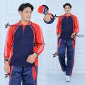 Baju Olahraga One set pria lengan panjang pakai saku / Setelan baju Olahraga senam pria wanita. 