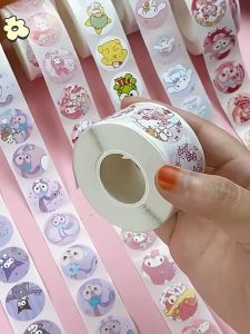 EZYLITTLES 500pcs/Roll Reward Sticker Kuromi Sanrio Thank You Melody Hello Kitty Decoration Cartoon Sticker Kid Gift Toy