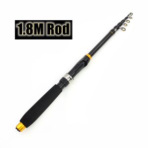 1.8m-3.6m Carbon Fiber Fishing Rod Short Pocket Portable Spinning Rod Lure Pole Telescopic Carp Trout Beach Fish Rods