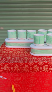 Áng nước thờ sứ cao cấp họa tiết đá hoa cương xanh lá