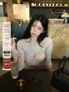 Sheepland Angel Skin Silk Wool V-Neck Knotted Long Sleeve T-Shirt Womens Autumn Winter Base Layer Shirt City Walk Performance Party