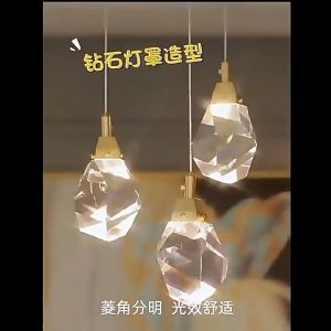 Nordic LED Crystal Chandelier Ceiling Light for Dining Room Bar Counter Drop Tri color Pendant Lamp