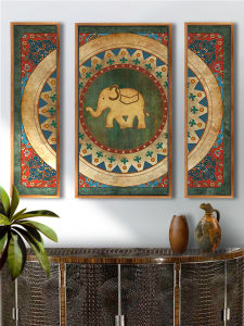 Southeast Asian Thai Style Bangkok Elephant Decorative Painting Yoga Studio Retro Wall Art Living Room Bedroom Ethnic Style Hanging Artwork