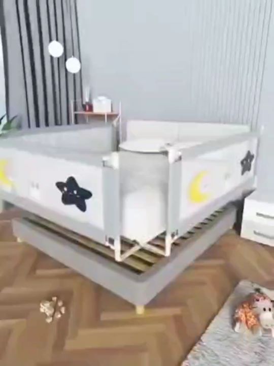 【Hi babe】 Bed Fence for Baby Queen/king Size Slide Down Safety Bed