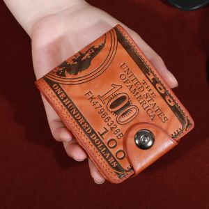 Mens Wallets With 100 US Dollar PatternWallet Male Leather Walet Photo Card HolderFashion Large Capacity Wallet Purse Bag