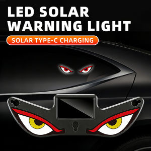 KEVANLY | Devil’s Eye Shaped Car Window Decorative Light With Suction Cup Solar/USB-C Rechargeable Red Yellow White Flashing Warning Lamp