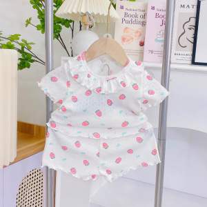 Bộ cotton thông hơi bé gái bèo cổ hoạ tiết xuất Nhật