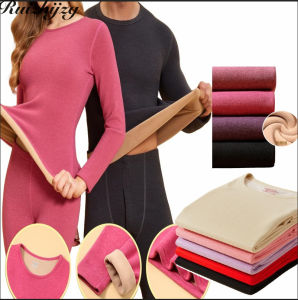 Ruizhijzg Ready Stock No Trace Wool and Silk Warm Thermal Wear Set For Women Men Heat Inner Wear Fleece Round neck Long Sleeves T Shirts Autumn Winter Thermal Underwear Cashmere Top Aad pants