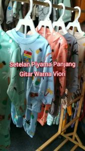 Setelan Baju Bayi Piyama Bayi Panjang GITAR WARNA Viori Size 3-12 Bulan ZPY115