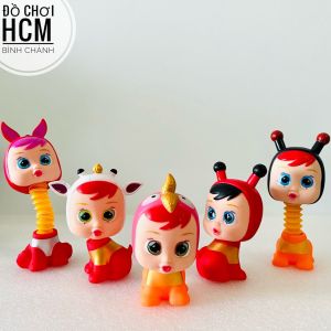 [HÌNH CLIP THẬT] Đồ chơi trẻ em búp bê mini cổ giãn dành cho bé giải trí em bé nhựa dẻo công chúa barbie lò xo cổ dãn