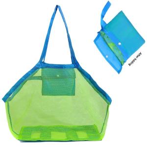 1pc Children Beach Toy Storage Bag Foldable Portable Mesh Organizer Tote for Collecting Sand Digging Tools Vacation
