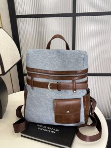 Casual Denim Double Shoulder Bag Large Capacity for Women Student Travel Hiking Backpack Leisure Style Zipper Closure Lightweight Waterproof