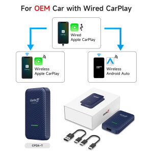 CarlinKit | CarlinKit 4.0 Wireless CarPlay Adapter Android Auto Dongle 2-in-1 Mini Box Play and Play for OEM Wired CarPlay Car OTA Update