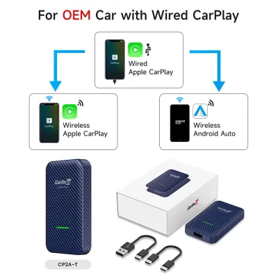 CarlinKit | CarlinKit 4.0 Wireless CarPlay Adapter Android Auto Dongle 2-in-1 Mini Box Play and Play for OEM Wired CarPlay Car OTA Update