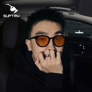 Suptmv Genuine UV Protection Sunglasses for Men Korean Style Fashion Aesthetics Shades for Men Original Brand Outdoor Riding Sun Protection Round Frame SU22