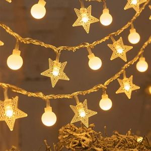 LED Snowflake Light Garland Stars Fairy Light Battery-operated Xmas Tree Elk Decorativa Garland Party Wedding New Years Decor