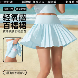 Spring Summer New Style Womens Sport Mini Skirt Outdoor Fitness Running Badminton Tennis Skirt Breathable Anti-Light See through
