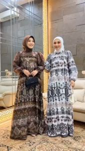 Nadheera Luxury Gamis Anastasia Dress Style 1 Matt Silkania Dan Organza Maroon ZH105