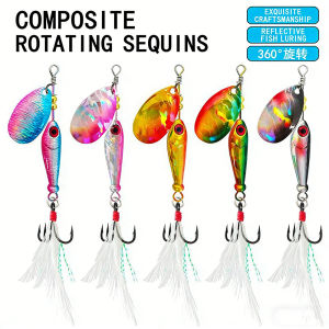Composite Rotating Spinner Fishing Lure 4.5g-20g High Speed 360 Degree Rotation Reflective Laser Coating UV Blue Treble Hook