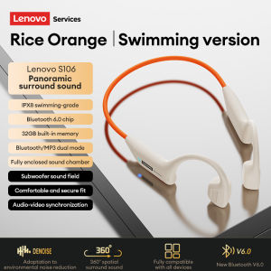 Lenovo | Lenovo S106 Bone Conduction Earphone Bluetooth 6.0 IPX8 Waterproof Headphones Wireless MP3 Headset with Mic For Swimming Running