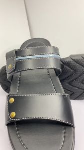 ERGE 39–43 Sandal Kulit Pria Slide Slop Ban Dua – Giovane Adulto Casual Black Matte