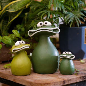 Cartoon Cute Big Mouth Frog Flower Pot Decorations Garden Decor Animal Figurines Creative Childrens Desktop Yard Gifts