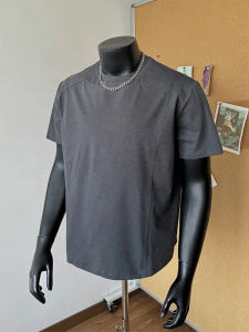 Gray Boxy Short Sleeve T-Shirt for Men Shoulder Width Five Parts Summer Breathable Casual Style round Neck Regular Length