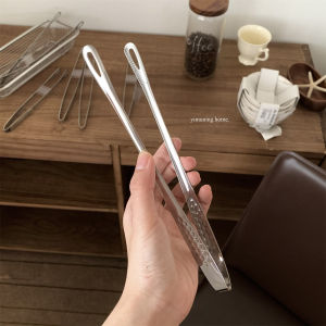 Kẹp Thịt Bít Tết Bằng Thép Không Gỉ 304 Dày Chống Bỏng Trượt Kẹp Bánh Mì Tự Phục Vụ Kẹp Thịt Nướng Di Động Kẹp Thức Ăn