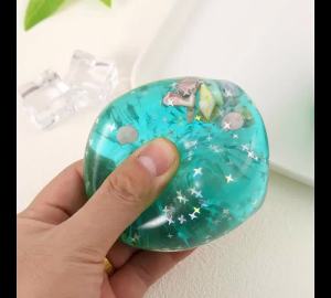 Clear Ocean Cube Squeeze Toy with Mini Seashell Glitter Star Soft Sensory Fidget Toy Stress Relief Anti-Anxiety Squishy Toy