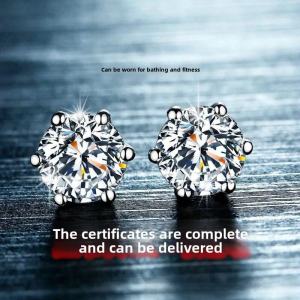 Hoa Tai Kim Cương Moissanite 18K White Gold AU950 50 Điểm Cho Nam Và Nữ Hộp Quà Tặng Kèm Theo Móc Tai Sáu Chân