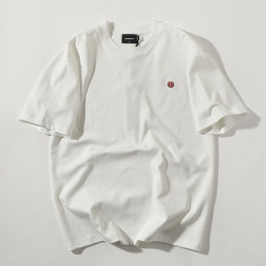 เสื้อยืดคอกลมแขนสั้นผ้าฝ้ายแท้ปักลายปี 2025 ทรงหลวม แฟชั่นสำหรับทั้งชายและหญิง เสื้อเชิ้ตทรงพื้นฐาน