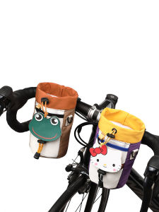 2025 New Zheta Cute Camping Style Bicycle Bag Water Bottle Cup Front Basket Storage Bag Universal Bike Riding Equipment Bag