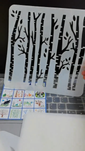 Forest Deer Wolf Bear Hollowed Out Painting Template Natural Scenery Trees Mountains Rivers Animals Templates