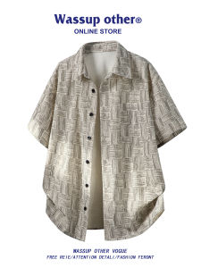 Vintage Textured Loose Casual Mens Short Sleeve Shirt