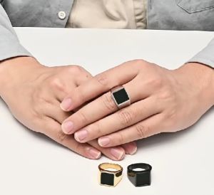 Kemstone Geometric Seal Stainless Steel Ring Mens Square Rings Jewelry