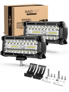 NAOEVO 7 นิ้ว LED Light Bar 240W 24000LM 4x4 Offroad Spot Flood Combo หมอก LED สีขาวสีเหลืองไฟทํางานสําหรับรถบรรทุกเรือ UTV ATV