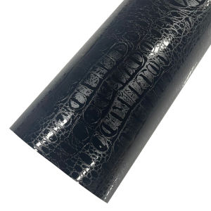 Premium Imitation Faux Black Crocodile Skin Leather Vinyl Wrap Roll with Air Release Self Adhesive Decal Car Wrapping