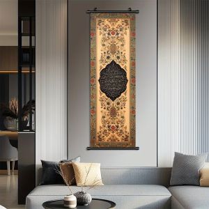 VIKAMA Hồi Giáo Ả Rập Thư Pháp Cuộn Thảm Ba Tư Hoa Treo Tường Hồi Giáo Nghệ Thuật Vải Poster Cho Phòng Ngủ Trang Trí Phòng Khách