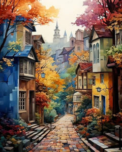 Oil Painting By Numbers House Street DIY Digital Oil Painting Scenery Landscape Drawing on Canvas Wall Decor Living Room Gift