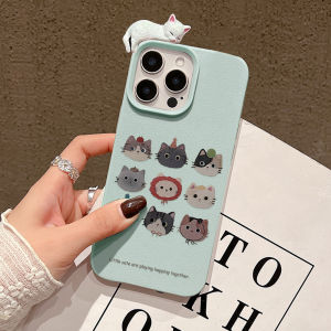 Cartoon 3D Cute Cat Case For iPhone 17 Pro Max Cover 11 16 12 13 14 15 Pro Max 17 Air 15 16 Plus Shockproof Soft Leather Funda