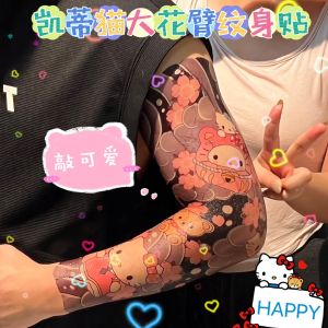 Hellokitty Full Arm Large Flower Tattoo Stickers Kitty Cat Cartoon Waterproof Durable Arm Patch Decals Home Decor Accessories