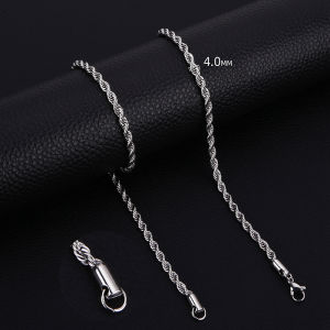 Men Ropes Long Stainless Steel Minimalist Twist Chain Necklace Available in Gold Color Silver Color 2 TO 5mm