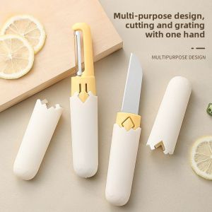 2 in 1 Fruit Peeler and Knife Dual Head Kitchen Tool Multi Functional Home Dorm Vegetable Scraper
