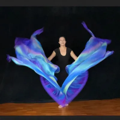 New Flame Worship Flag Stage Props Tap Dance Respect Flag Dragon Gradient Silk Flag Belly Dance Accessories Fan Dance