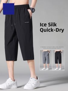 ROMON | Lormen Ice Silk Mens Casual Shorts Summer Thin Loose Straight Leg Sport Quick Dry Seven-Foot Pants Fashionable Urban Style