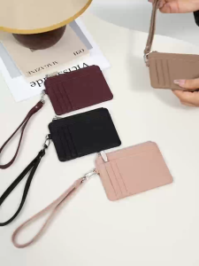 SeaGloca Anti-Magnetic Short Wallet with Wrist Strap Multi-Slot Zipper Coin Purse for Woman