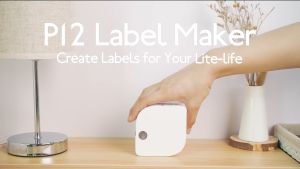 Phomemo P12 Label Maker - Label Maker Machine with Tape Portable Bluetooth Label Printer Handheld Built-in Cutter Small Label Maker Mini Thermal Transfer Printer with Template for Product Organizing Support Silk Ribbon Fabric Printing