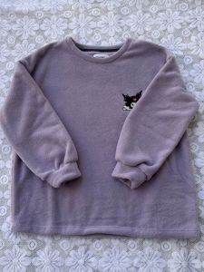 Áo Ngủ Dài Tay Rộng Rãi Bằng Vải Nhung San Hô Thêu Họa Tiết Hoạt Hình Cho Nữ Mùa Thu Thường Ngày Áo Ngủ Thoải Mái