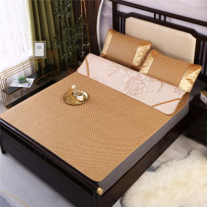 Double-Sided Summer Mat Rattan Mat Single Double Home Foldable Viscose Fiber Mat Summer Bare Sleeping Mat Winter Summer Straw Mat Bamboo Mat