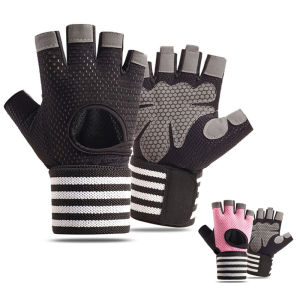 Half Finger Workout Gloves with Wrist Wrap Breathable Non-Slip Weight Lifting Glove for Gym Cycling Outdoor Activities Men Women